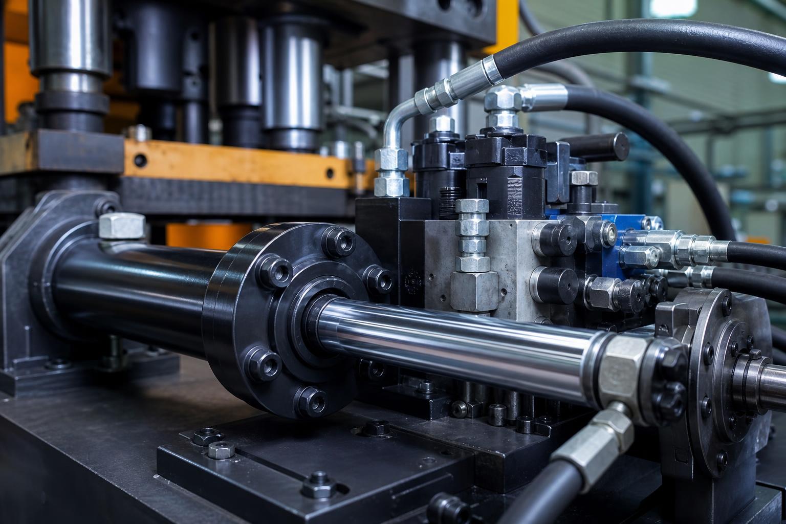 Hydraulic cylinder and valve assembly detail